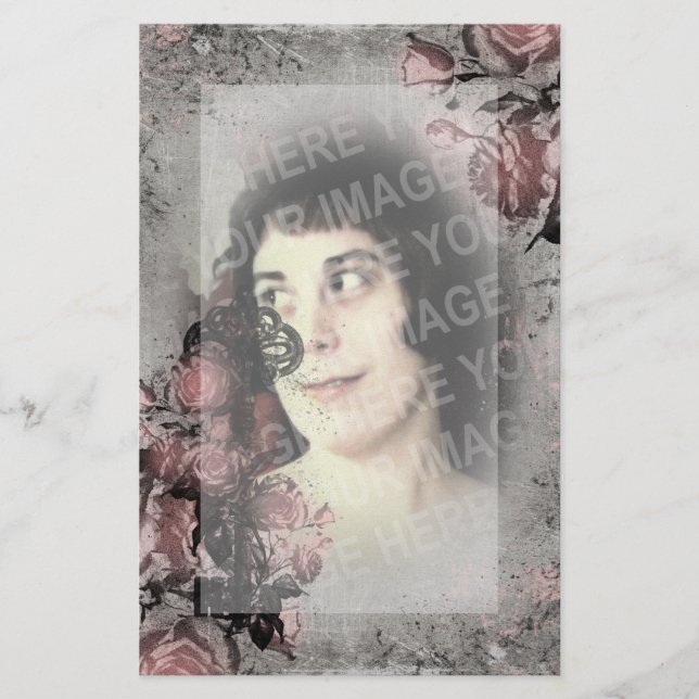 Alter Schlüssel und benutzerdefinierte Rose Foto Briefpapier (Vorderseite)
