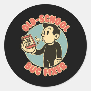 Alter Schulfehlerbeheber Retro-Arcade-Spieler Vint Runder Aufkleber