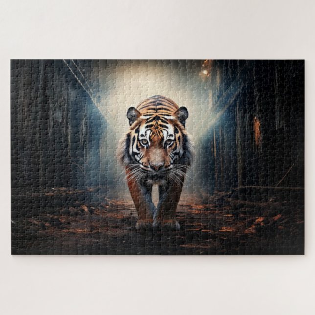Alter schwarzer und orangefarbener Tiger im surrea Puzzle (Horizontal)