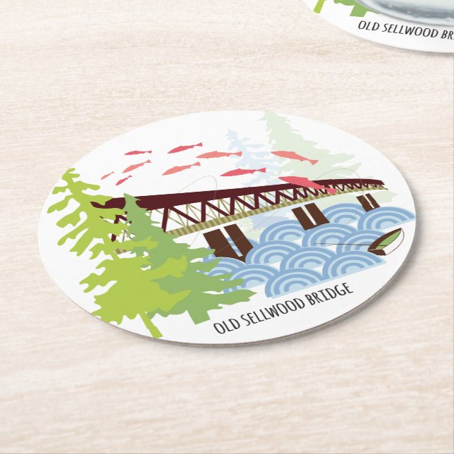 Alter Sellwood Brücken-Portland-Untersetzer Runder Pappuntersetzer (Angewinkelt)