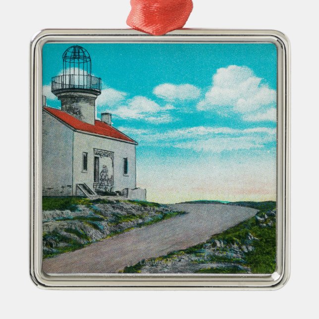 Alter spanischer Leuchtturm am Point Loma Ornament Aus Metall (Vorne)