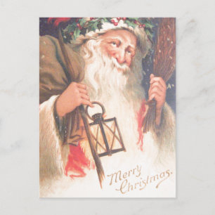 Alter St. Nikolaus mit Laterne Vintage-Postkarte Postkarte