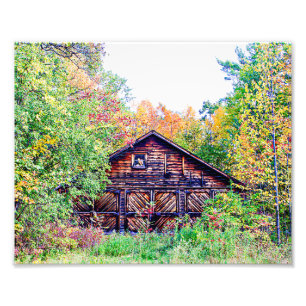Alter Stall im Herbst Fotodruck