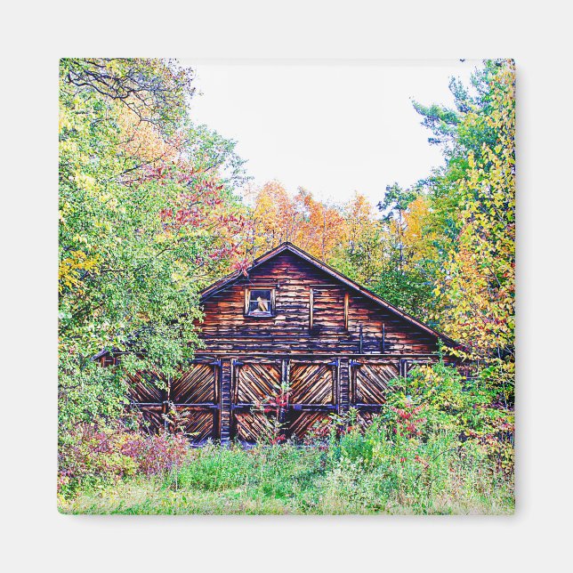 Alter Stall im Herbst Magnet (Vorne)