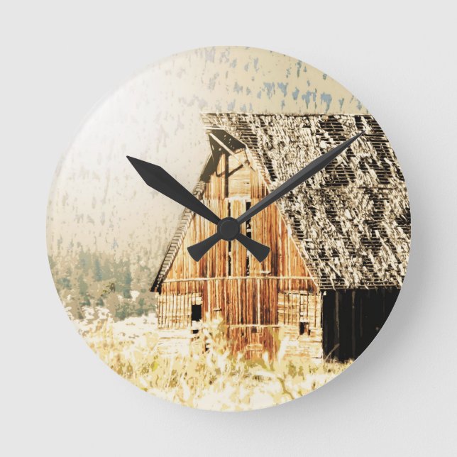 Alter Stall Runde Wanduhr (Vorderseite)