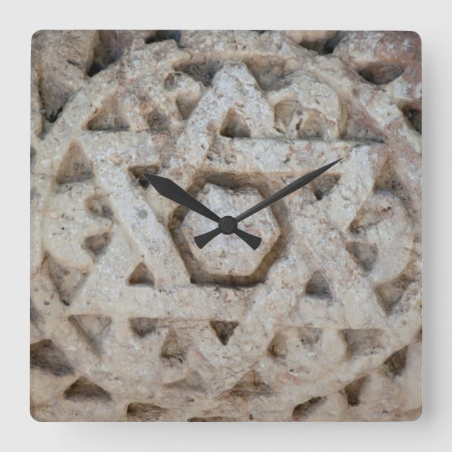 Alter Star von David Carving, Israel Quadratische Wanduhr (Vorderseite)