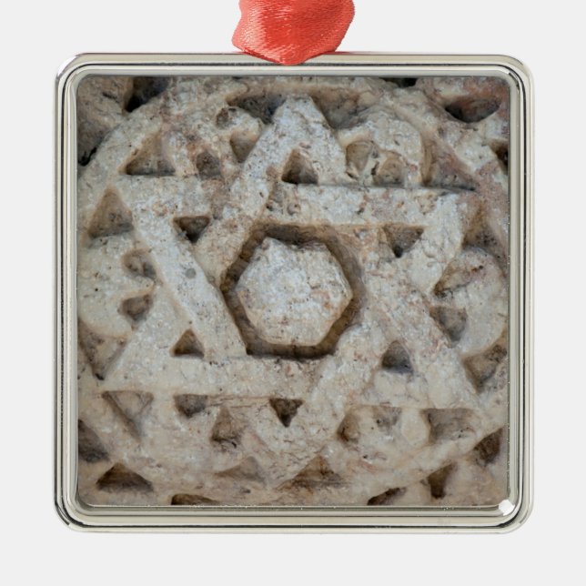 Alter Star von David Carving, Israel Silbernes Ornament (Vorne)