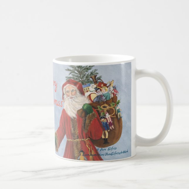 Alter Stil Vater Weihnachten in blühendem Schnee Kaffeetasse (Rechts)