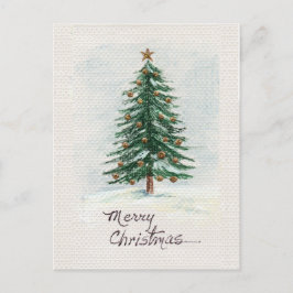 Alter Stil Wasserfarbe Weihnachtsbaum im Schnee  Postkarte