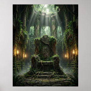 Alter Thron-Tempel des Dschungels Poster