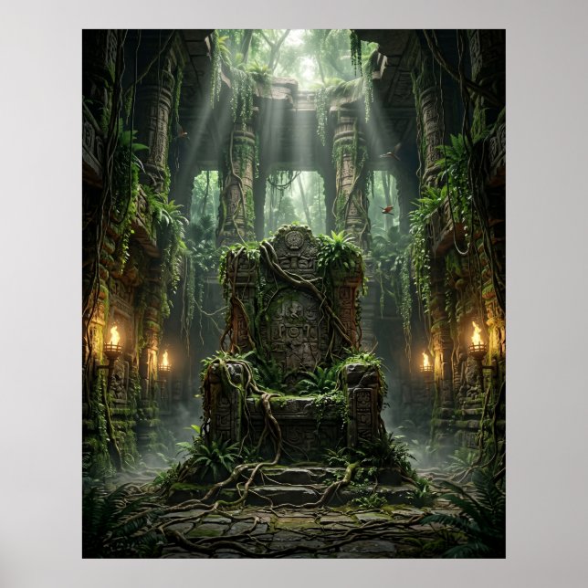 Alter Thron-Tempel des Dschungels Poster (Vorne)
