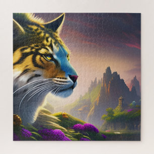 Alter Tiger begutachtet sein Königreich, violette  Puzzle