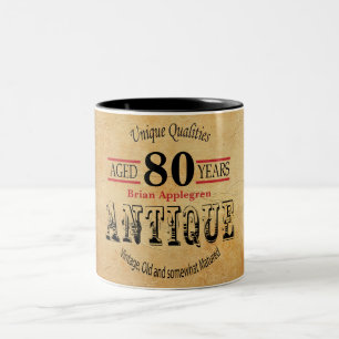 Alter Timer-80. Geburtstag Zweifarbige Tasse