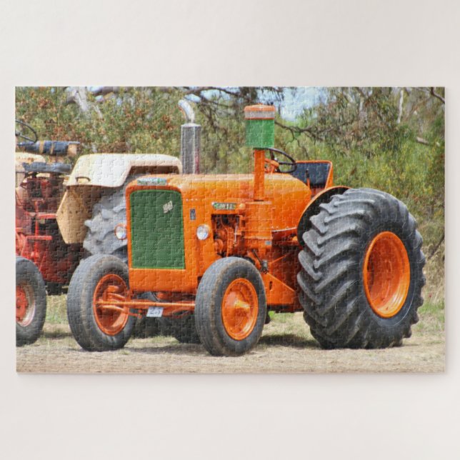 Alter Traktor, orange und grün Puzzle (Horizontal)