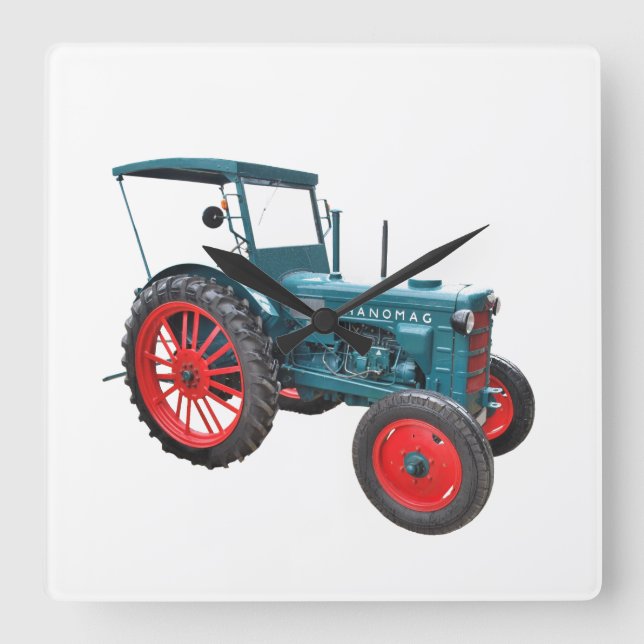 Alter Traktor Quadratische Wanduhr (Vorderseite)