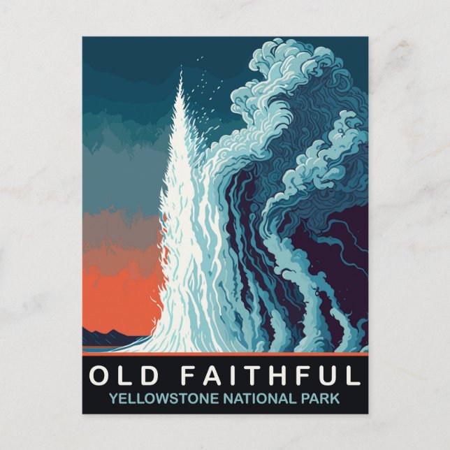Alter treuer Geyser, Wasserbruch, Reisen Postkarte (Vorderseite)