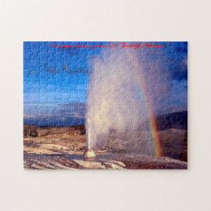 Alter treuer Gyser Yellowstone. Weihnachtsgrüßen Puzzle