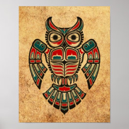 Alter und Abgenutzter Haida Spirit Owl Poster