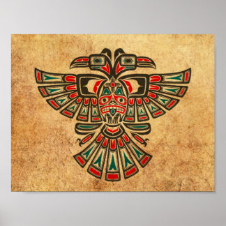 Alter und abgenutzter Haida-Zwei-Geißelvogel Poster