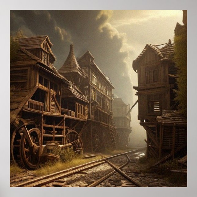 Alter, verschollener Eisenbahnpark schön Poster (Vorne)