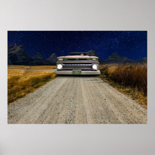 Alter Vintage-Ratten-Rod-Pickup-Truck Zombie-Fahre Poster