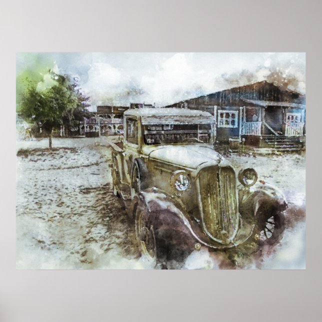 Alter Vintage Stadt LKW Poster (Vorne)