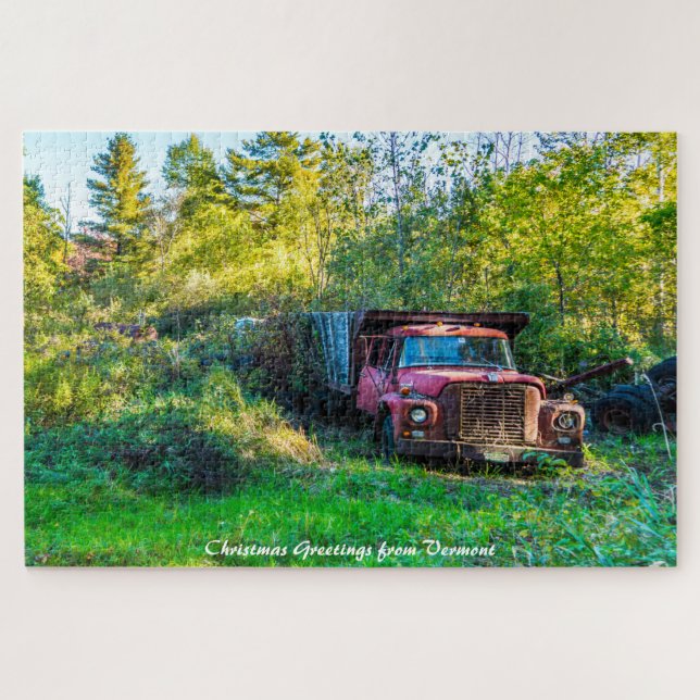 Alter Vintager LKW Vermont.Weihnachtsgrüße Jigs Puzzle (Horizontal)