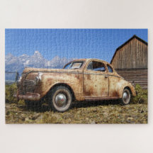 Alter Vintager Stall finden Auto Jigsaw Puzzle