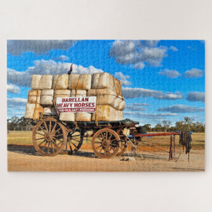 Alter Wagen und Wollballen, Barellan, Australien Puzzle