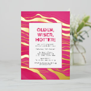 Älter, Weiser, Heißer Hot Pink & Echtgoldfolie Folieneinladung