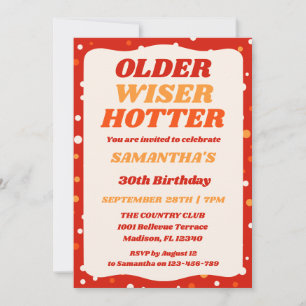 Älter Weiser Heißer Retro Rotes Geburtstag Einladung