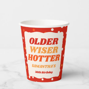 Älter Weiser Heißer Retro Rotes Geburtstag Pappbecher