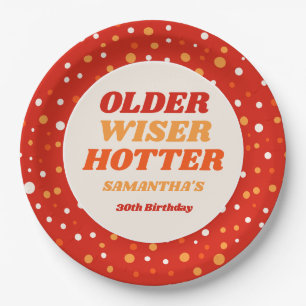 Älter Weiser Heißer Retro Rotes Geburtstag Pappteller