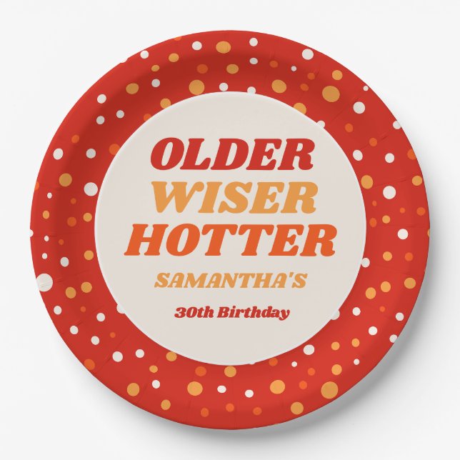 Älter Weiser Heißer Retro Rotes Geburtstag Pappteller (Vorderseite)