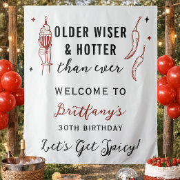 Älter Weiser Heißer Silber Stoff Geburtstagsbanner Wandteppich