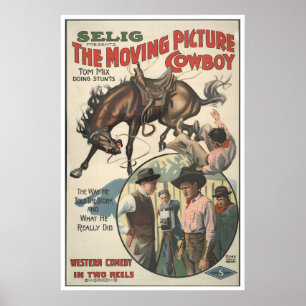 Alter Western Cowboy Filmplakat - Tom Mix 1914 Poster