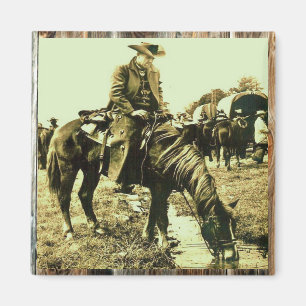 Alter Western Cowboy Reiten Magnet