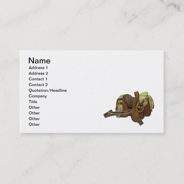 Alter Western-Sattel Visitenkarte (Vorderseite)