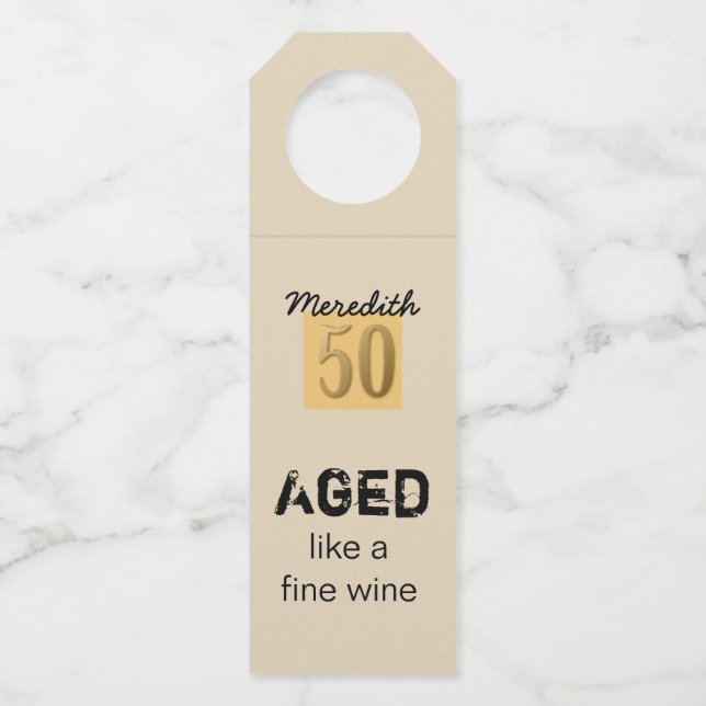 Alter wie ein guter Wein Flaschenanhänger (Vorderseite)