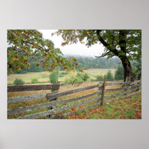 Alter Zaun auf einer Farm Poster