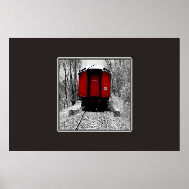 Alter Zeit-Dampf-Zug rot und schwarz Poster (Vorne)