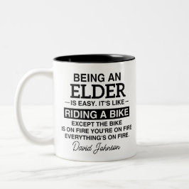 ÄLTER ZU SEIN IST LEICHT. ES IST WIE EIN FAHRRAD Z ZWEIFARBIGE TASSE