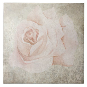 Ältere botanische Tile - Aqua und Knochen V7 Fliese