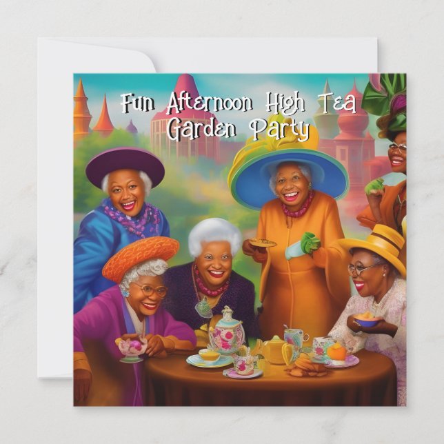 Ältere Damen Hoher Teegarten Party ethnisch Einladung (Vorderseite)