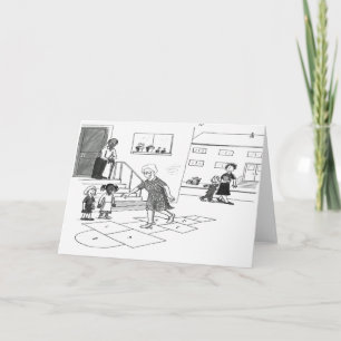 Ältere Frauen überspringen das Hopscotspiel mit Ki Karte