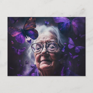 Ältere Frauen und Lila Schmetterlinge Postkarte