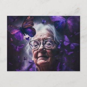 Ältere Frauen und Lila Schmetterlinge Postkarte