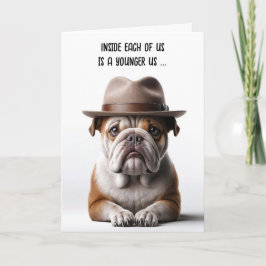 Ältere Geburtstags-Spaß-Bulldog mit Fedora Karte