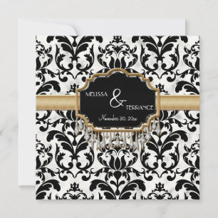 Ältere gestresste Damaske Golden Bling Look Hochze Einladung
