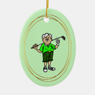 Ältere graue Haare Male Golfer Keramik Ornament